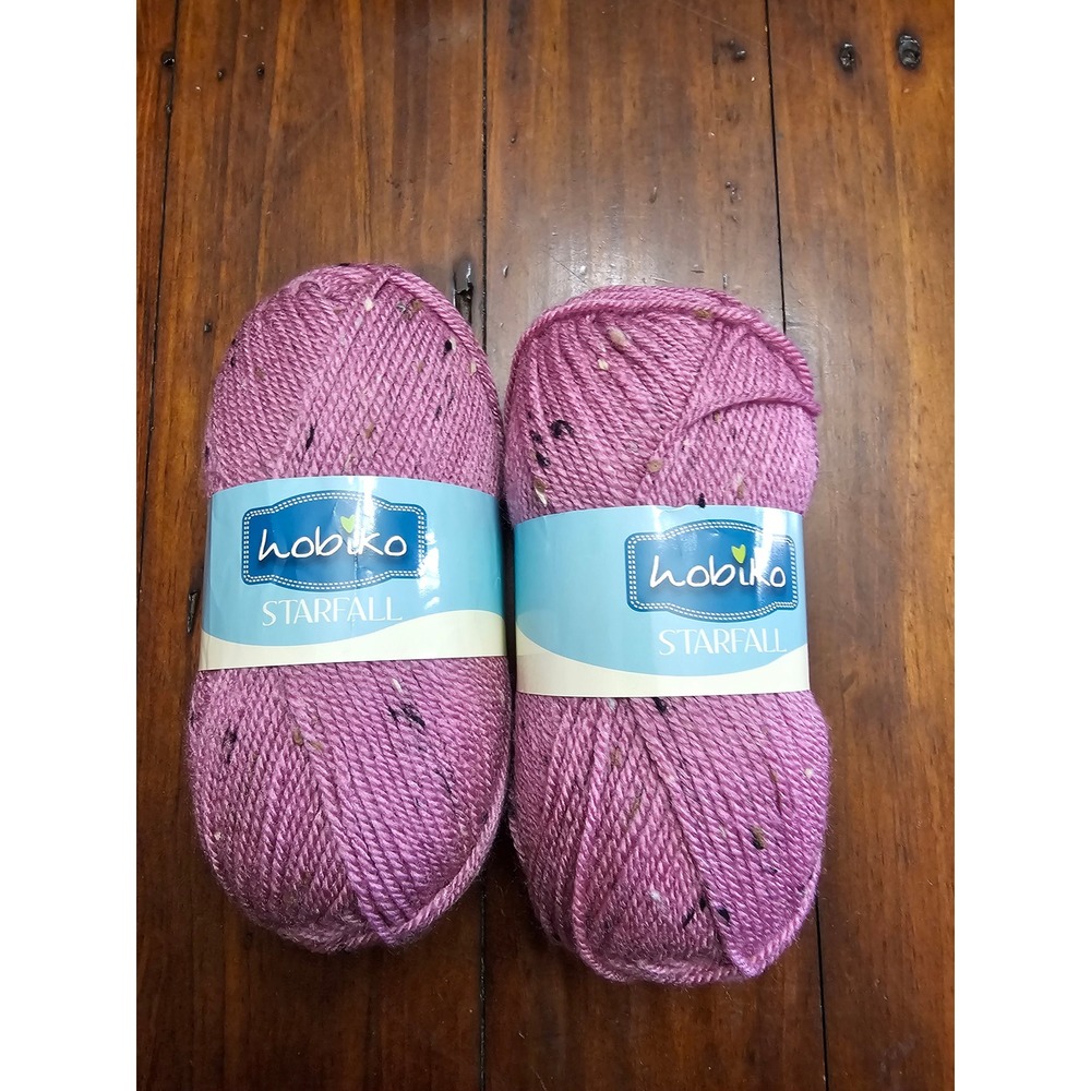 Hobiko Starfall Yarn‎ Color 15 Pink Tweed Acrylic Viscose Blend 2 Skeins